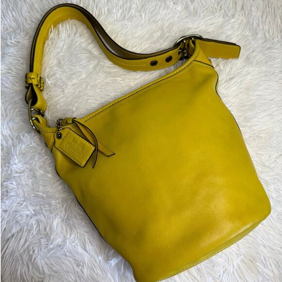 y2k COACH 2007 Bleecker 11422 Yellow Duffle Bucket Shoulder Bag Crossbody - Picture 1 of 12